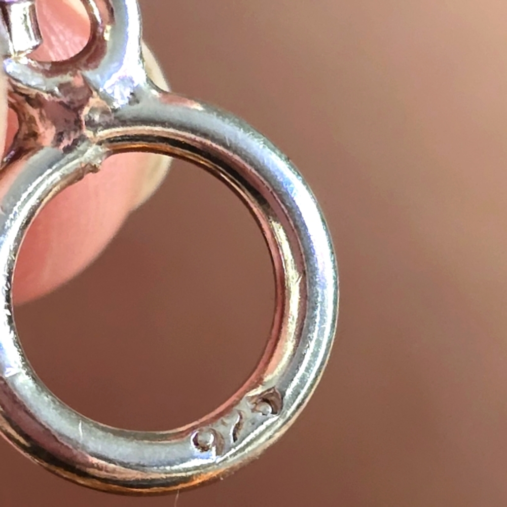 Necklace Curved Bar Link And Ball 925 Sterling Silver - Picture 2 of 5